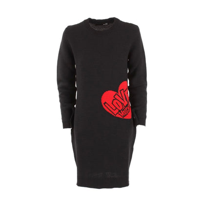 Love Moschino Chic Hjertemønster Strikkjole i uldblanding
