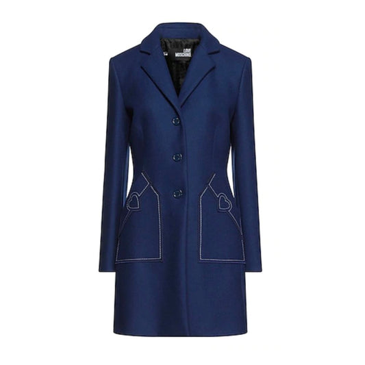 Love Moschino Elegant Broderet Heart Wool Coat