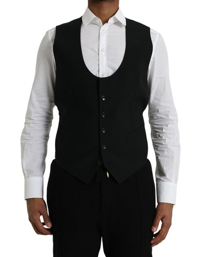 Dolce &amp; Gabbana Sort Uldvest Kjole Formel Vest