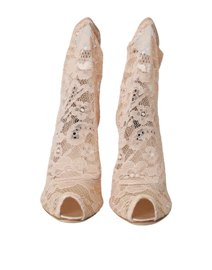 Dolce &amp; Gabbana Beige Stretch Taormina Støvler Med Blonde