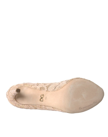 Dolce &amp; Gabbana Beige Stretch Taormina Støvler Med Blonde