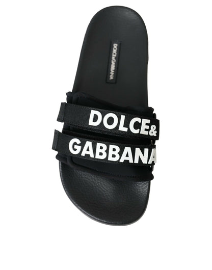 Dolce &amp; Gabbana Sorte Neopren Sandaler Flade Strandsko