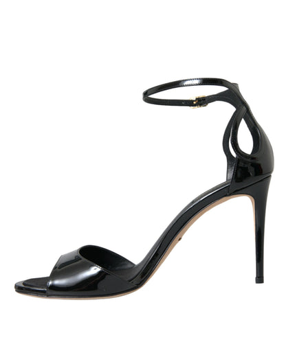 Dolce &amp; Gabbana Sorte KEIRA Læder Sandaler Sko