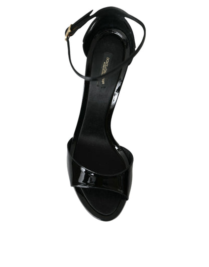 Dolce &amp; Gabbana Sorte KEIRA Læder Sandaler Sko