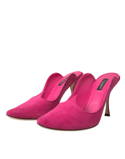 Dolce &amp; Gabbana Fuchsia Ruskindslæder Sandaler Sko