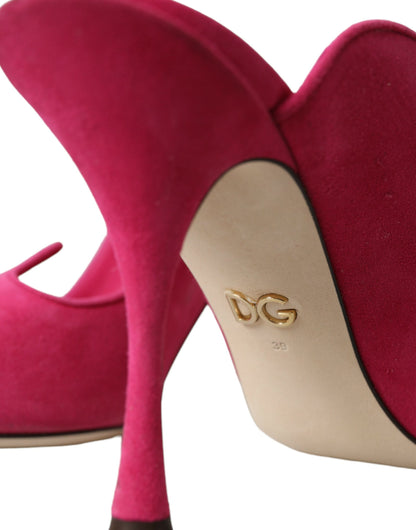 Dolce &amp; Gabbana Fuchsia Ruskindslæder Sandaler Sko