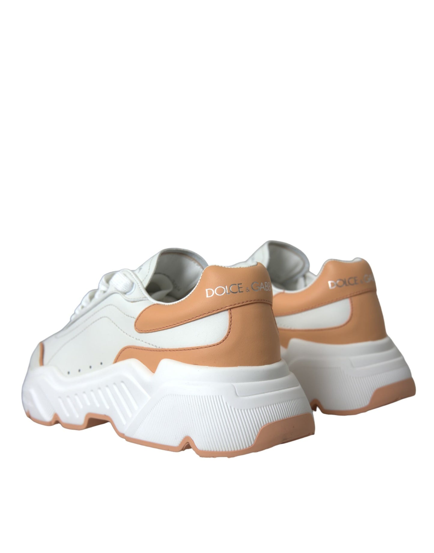 Dolce &amp; Gabbana Hvide Ferskenfarvede Daymaster Lædersneakers Sko
