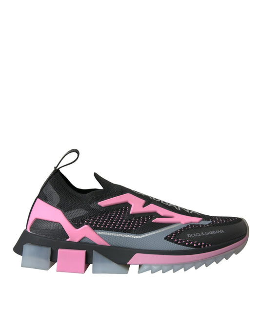 Dolce &amp; Gabbana Sorte Lyserøde Slip-On Sorrento Sneakers Sko