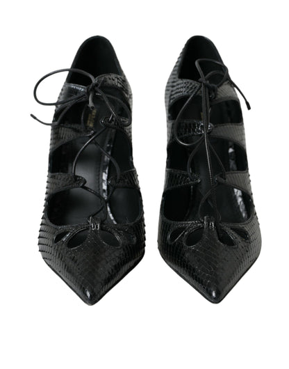 Dolce &amp; Gabbana Sorte Python Læder Mary Jane Pumps Sko