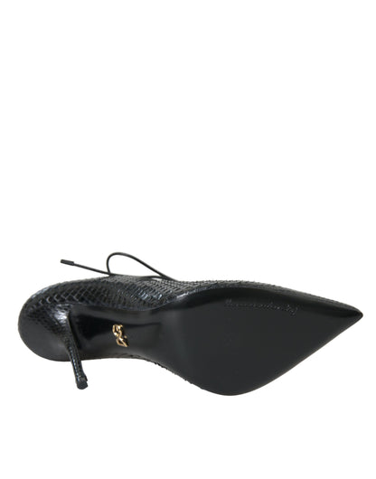 Dolce &amp; Gabbana Sorte Python Læder Mary Jane Pumps Sko