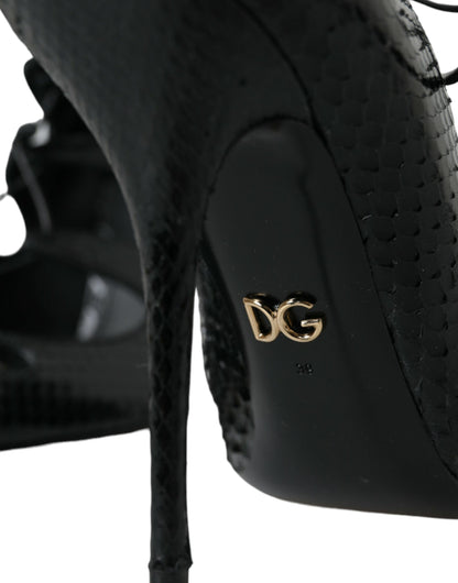 Dolce &amp; Gabbana Sorte Python Læder Mary Jane Pumps Sko