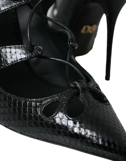 Dolce &amp; Gabbana Sorte Python Læder Mary Jane Pumps Sko