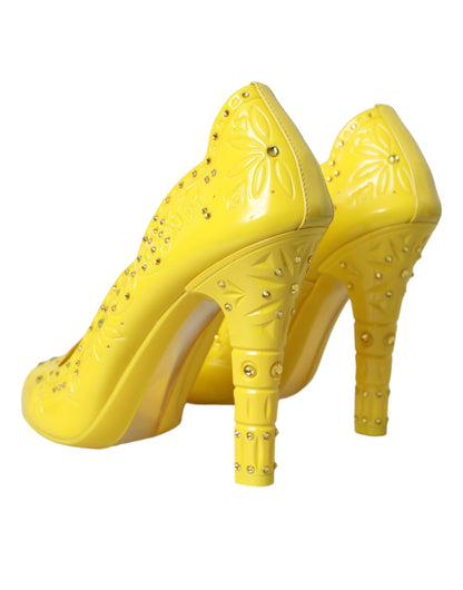 Dolce &amp; Gabbana Gule Krystal ASKEPOT Hæle Pumps Sko