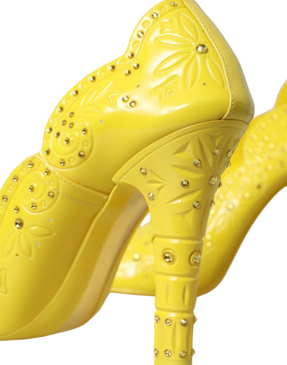 Dolce &amp; Gabbana Gule Krystal ASKEPOT Hæle Pumps Sko