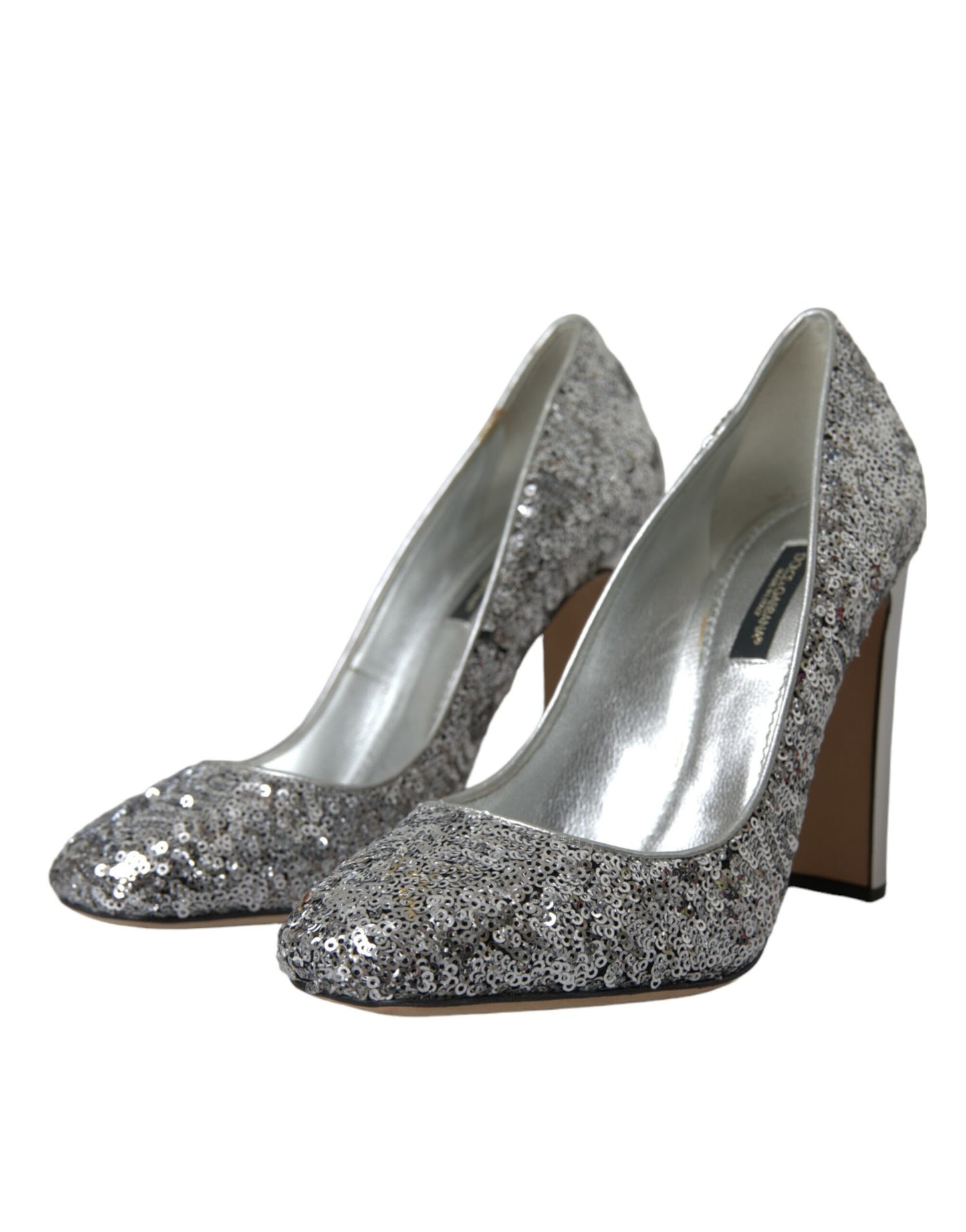Dolce &amp; Gabbana Sølvfarvede Pailletteudsmykkede Pumps Sko
