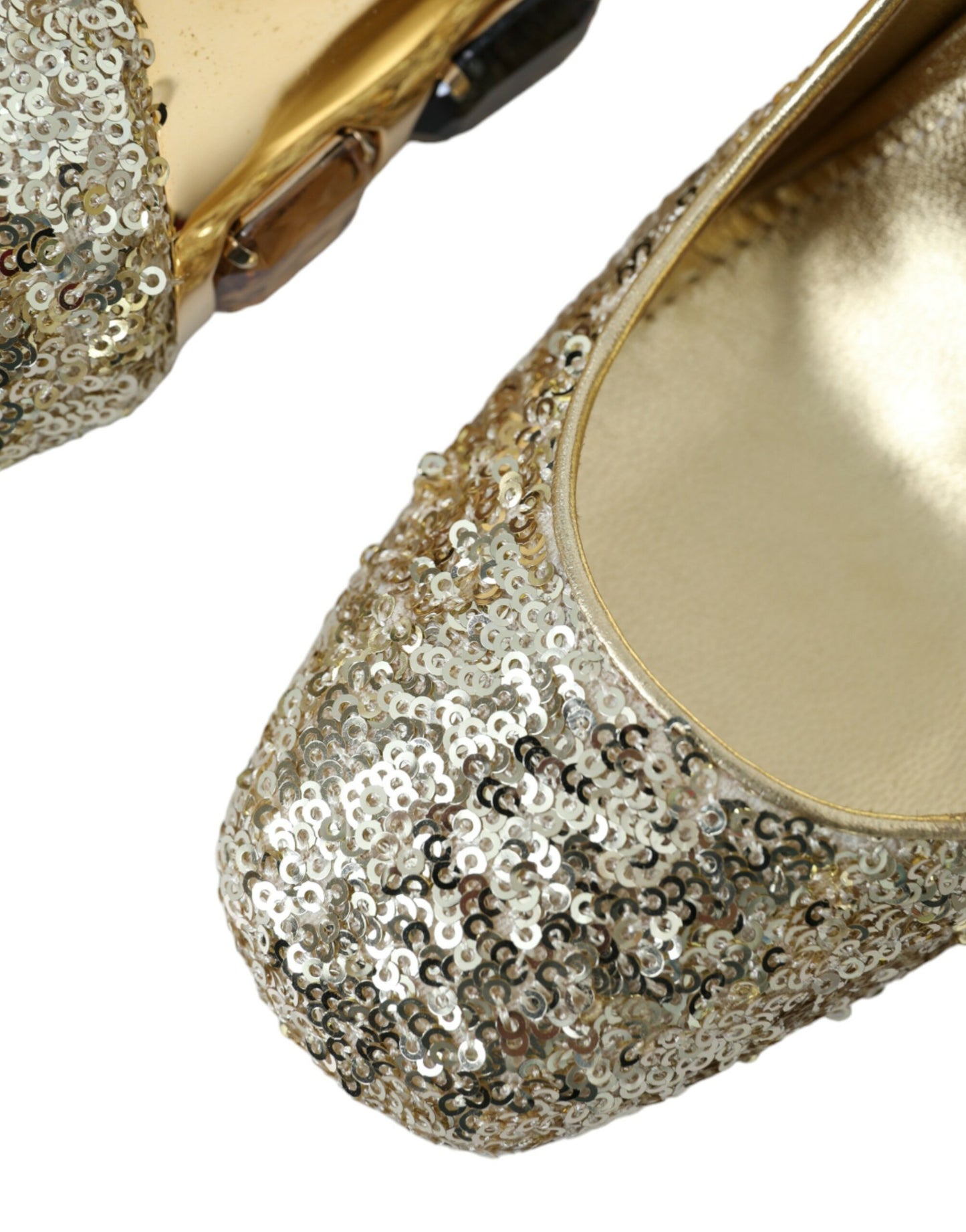 Dolce &amp; Gabbana Guld Paillet Krystal Hæle Pumps Sko