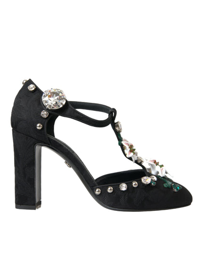 Dolce &amp; Gabbana Sorte Liljer Krystalhæle Pumps Sko