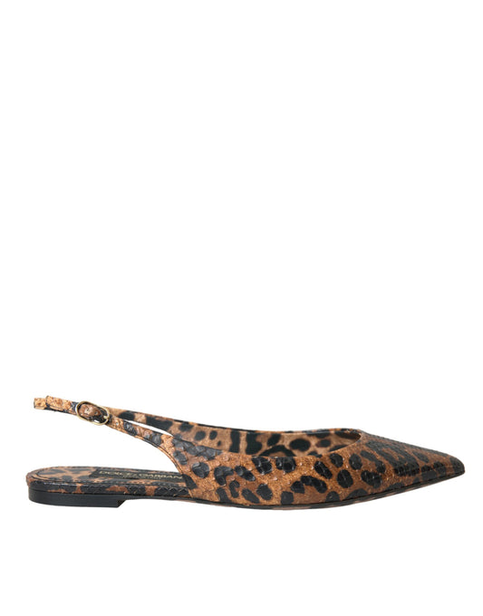 Dolce &amp; Gabbana Brune Leopard Slingback Sko med Eksotisk Hud