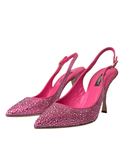 Dolce &amp; Gabbana Pink Slingbacks Krystal Pumps Sko