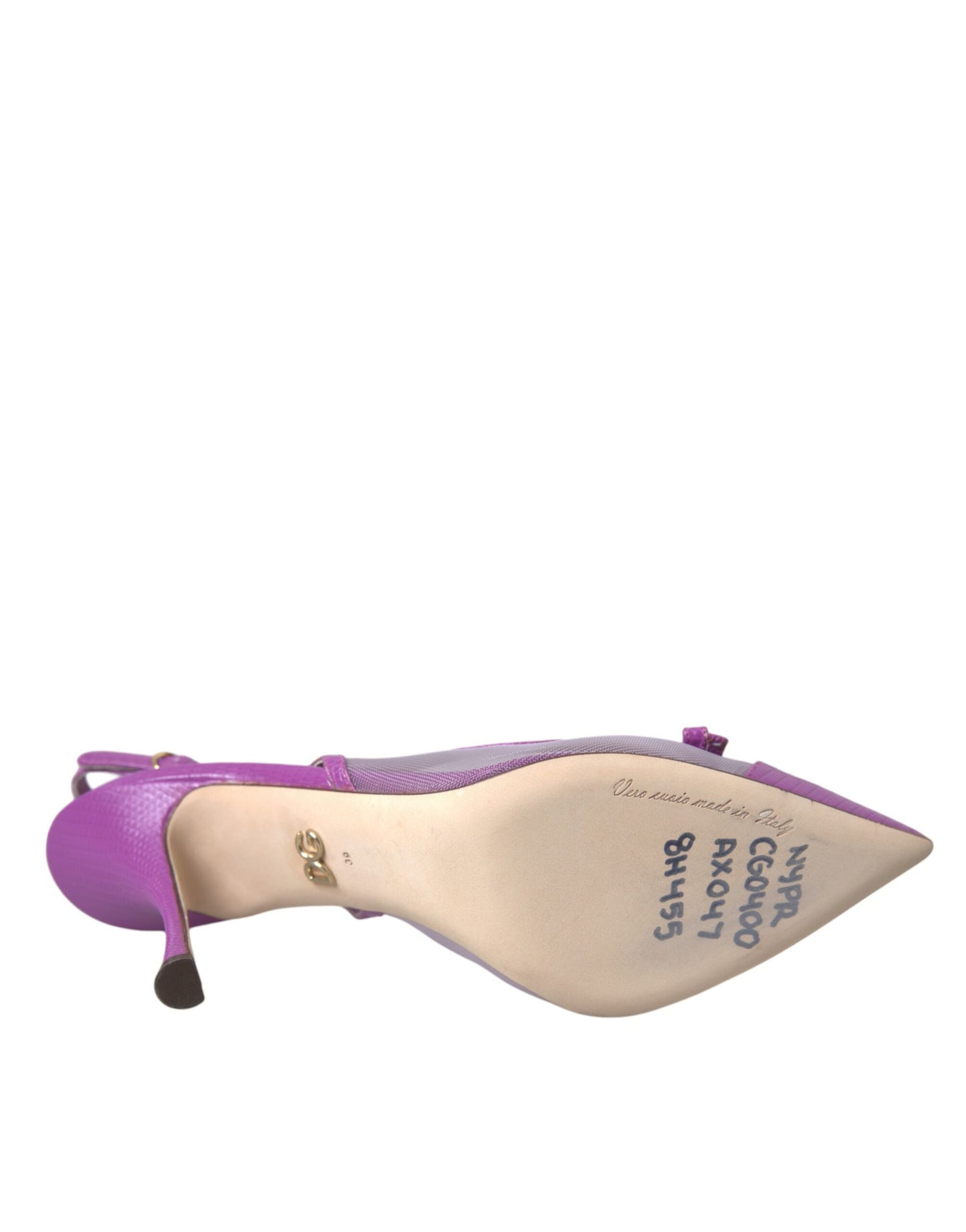 Dolce &amp; Gabbana Lilla Læder Mesh Højhælede Slingback Sko