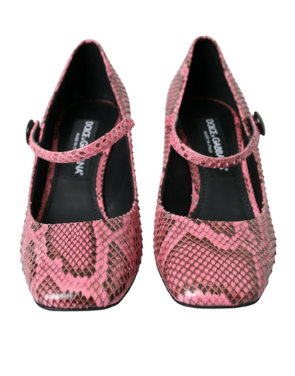 Dolce &amp; Gabbana Pink Python Læder Mary Jane Hæle Sko