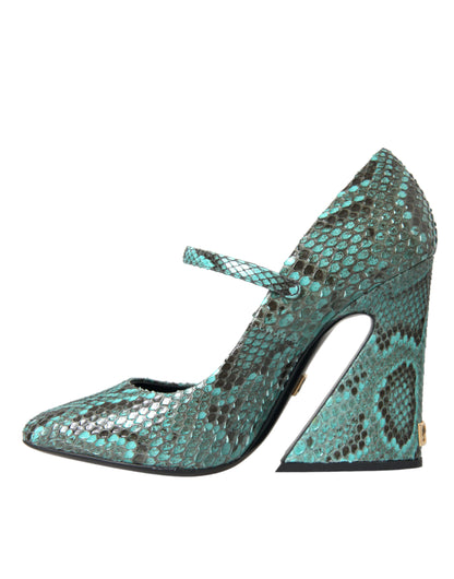 Dolce &amp; Gabbana Aqua Python Læder Mary Jane Pumps Sko