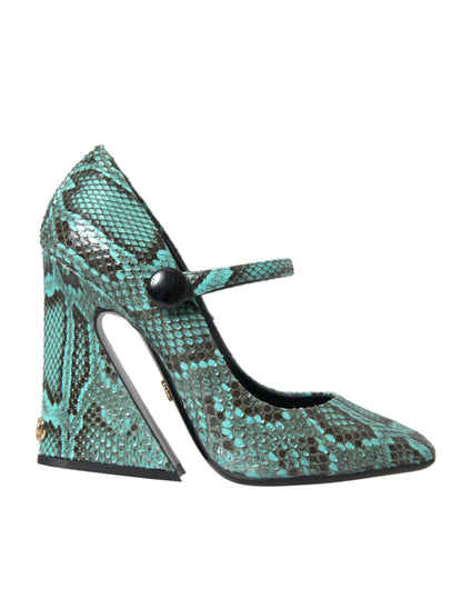 Dolce &amp; Gabbana Aqua Python Læder Mary Jane Pumps Sko