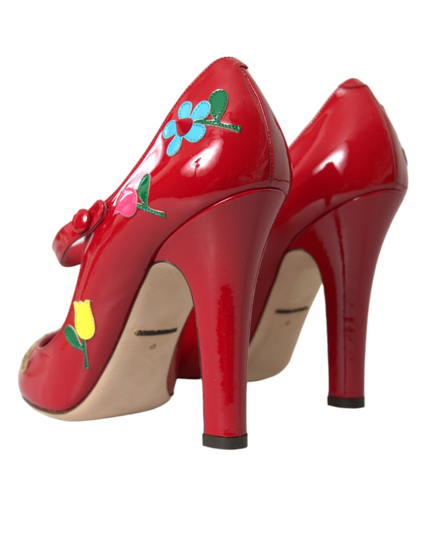 Dolce &amp; Gabbana Røde Læderudsmykkede Mary Jane Pumps Med Hæle
