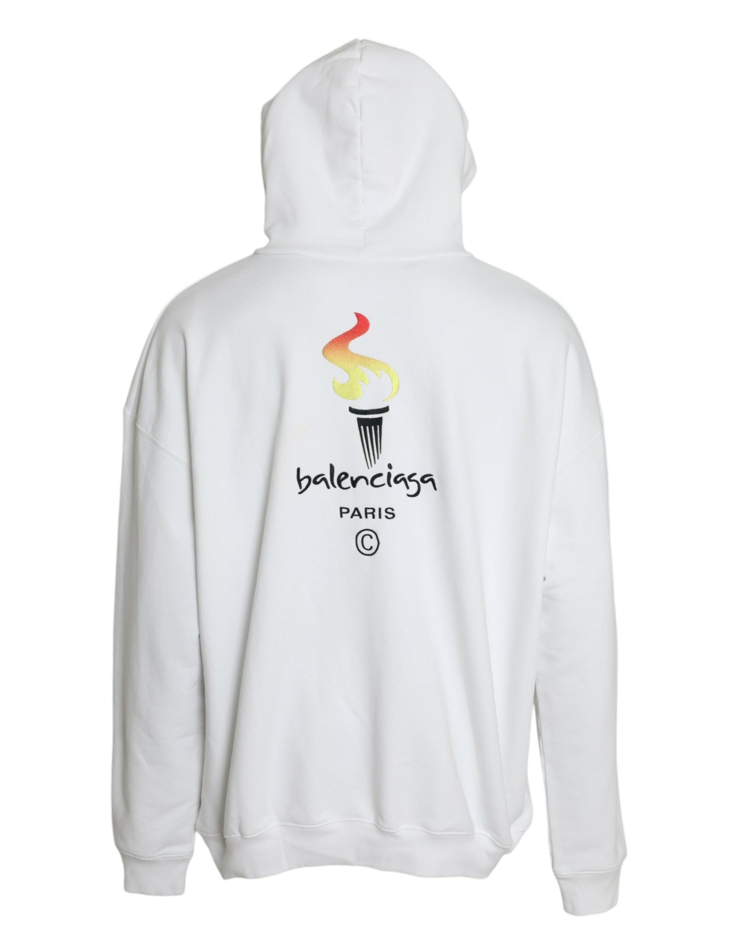 Balenciaga Hvid bomuldslogo Sweatshirttrøje med hætte