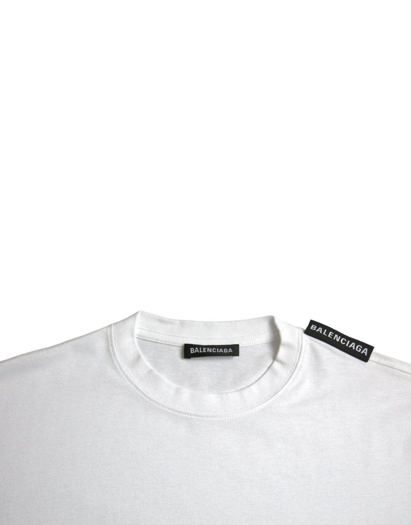 Balenciaga Off White Bomuld Jersey T-shirt med rund hals