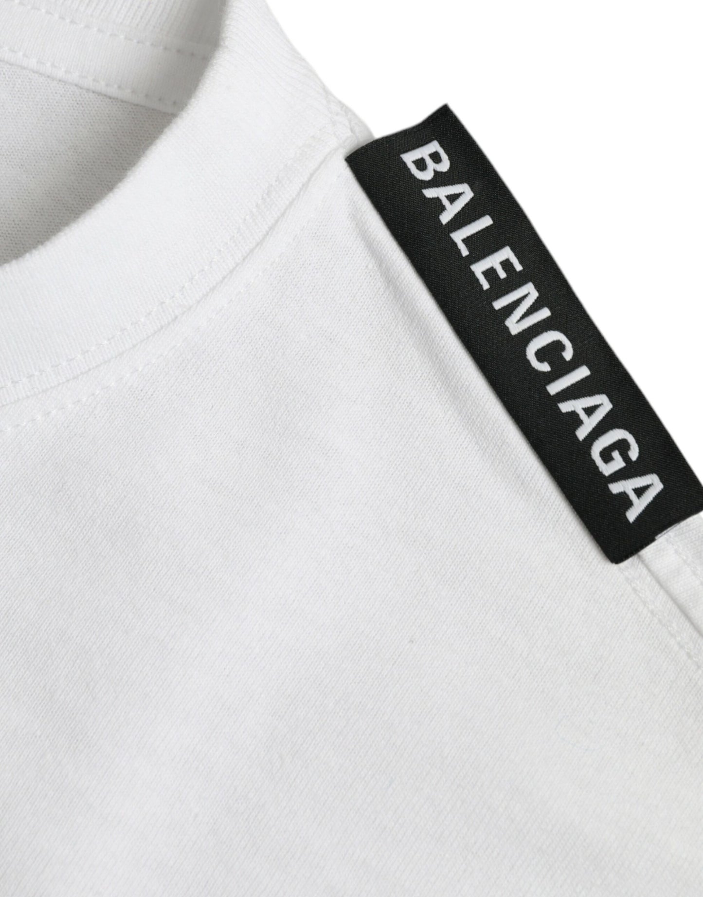 Balenciaga Off White Bomuld Jersey T-shirt med rund hals