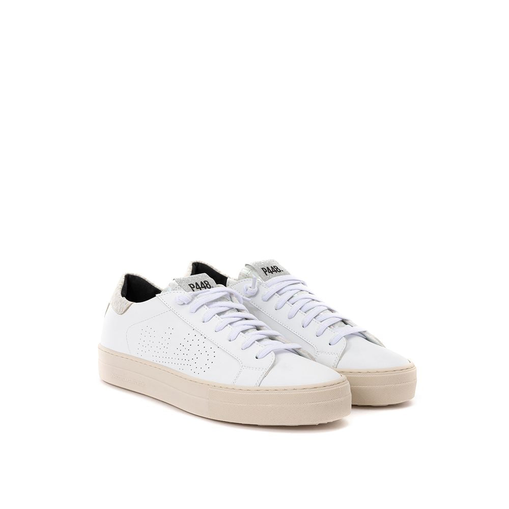 P448 Sneakers i hvidt læder Elegant fritidsfodtøj