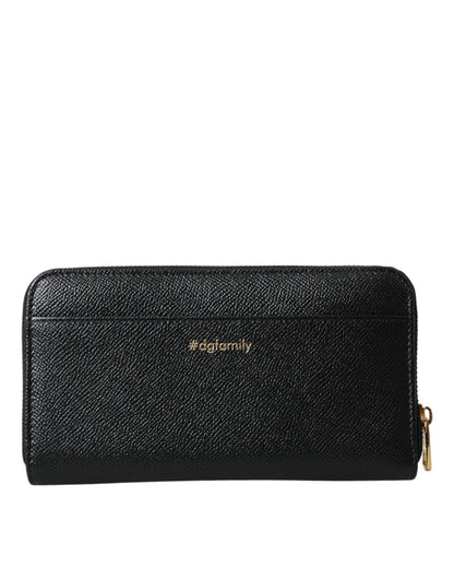 Dolce &amp; Gabbana Sort Blå Læder #DGFAMILY Lynlås Continental Herrepung