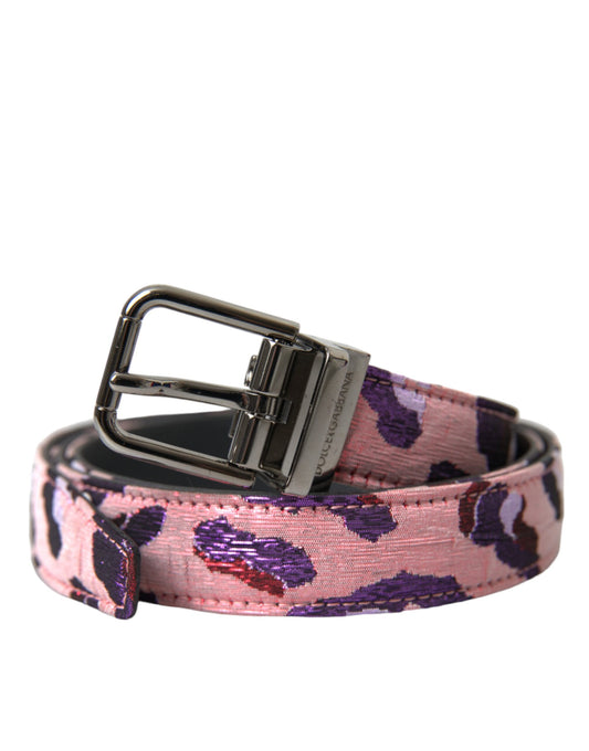 Dolce &amp; Gabbana Multicolor Jacquard Læder Metal Spænde Bælte