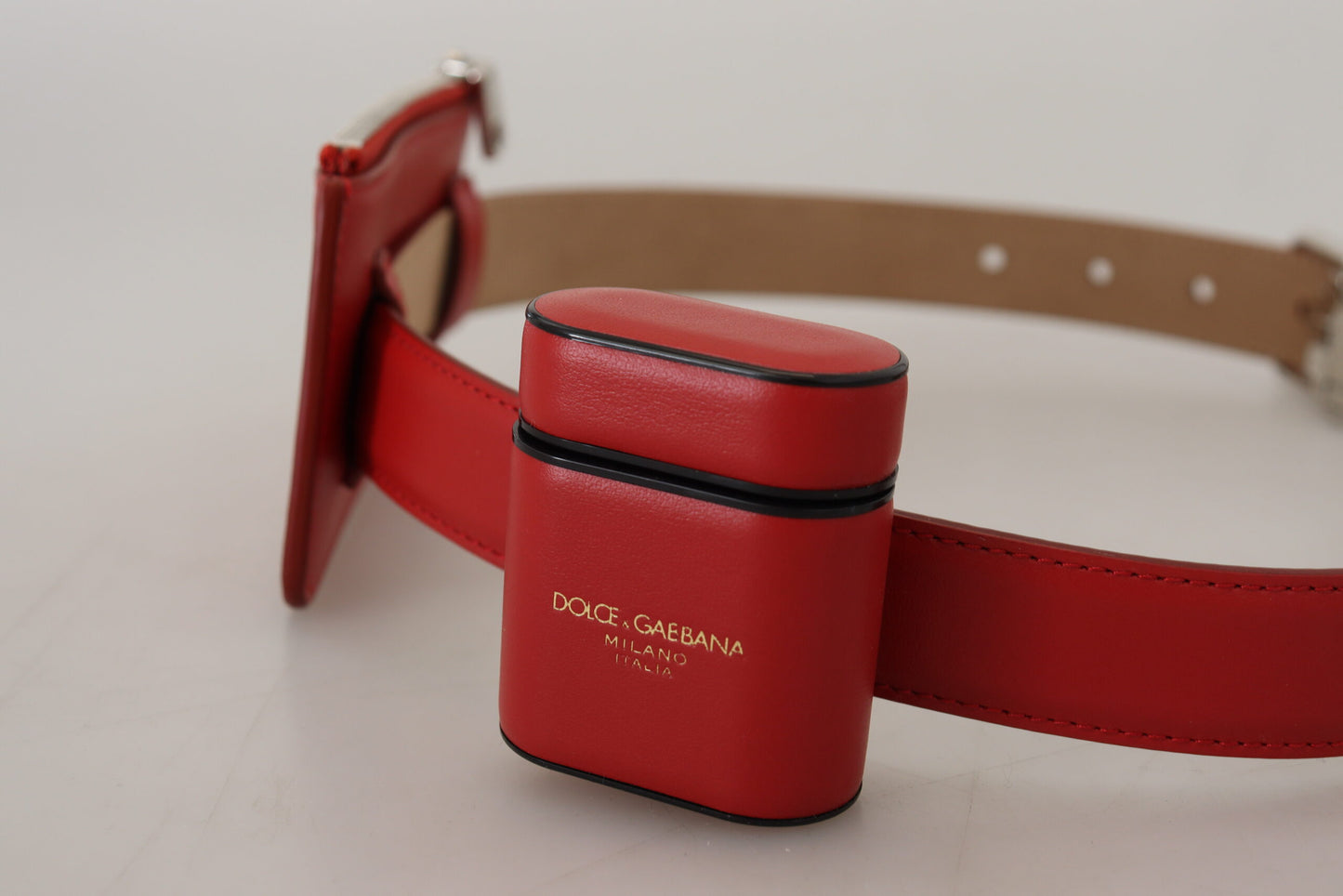 Dolce &amp; Gabbana Red Airpods etui Møntpung Sølvspændebælte