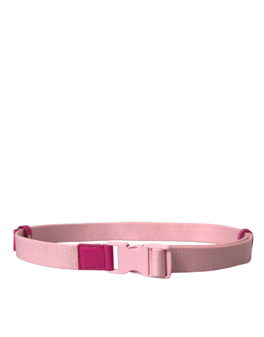 Dolce &amp; Gabbana Pink Canvas Stretch Plastic Spænde Dame Bælte