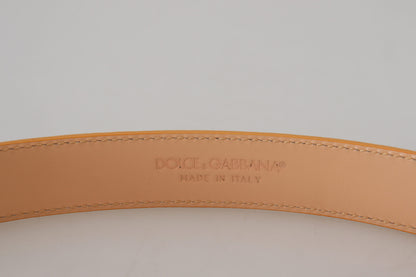 Dolce & Gabbana Beige Exotic Leather Gold Metal Buckle Belt