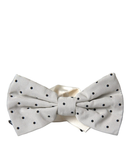 Dolce &amp; Gabbana Hvid Sort Polkaprikket Polyester Butterfly Herre