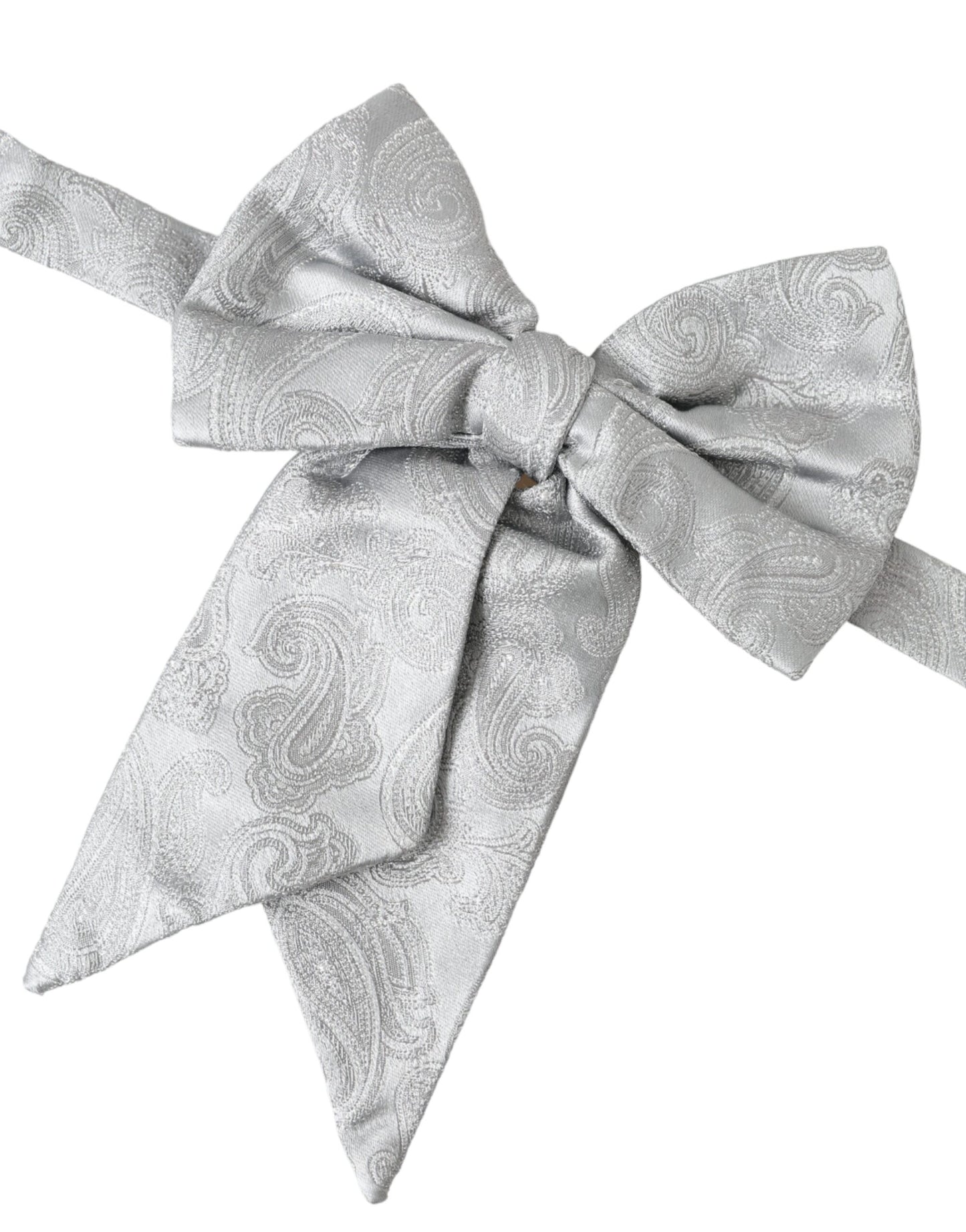 Dolce &amp; Gabbana Silver Ribbon Silke Justerbar Hals Mænd butterfly