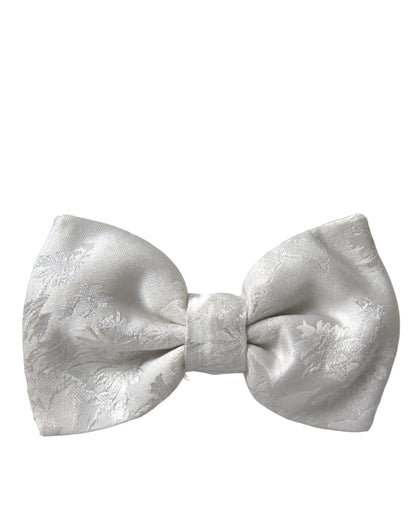 Dolce &amp; Gabbana Hvid Blomster Silke Justerbar Herre Butterfly