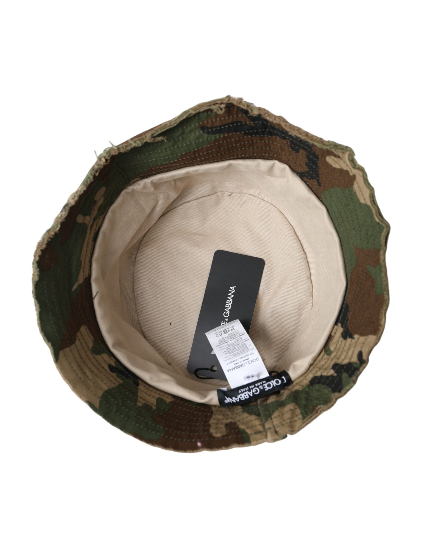 Dolce &amp; Gabbana Grøn Camouflage Bomuld Bucket Hat Mænd