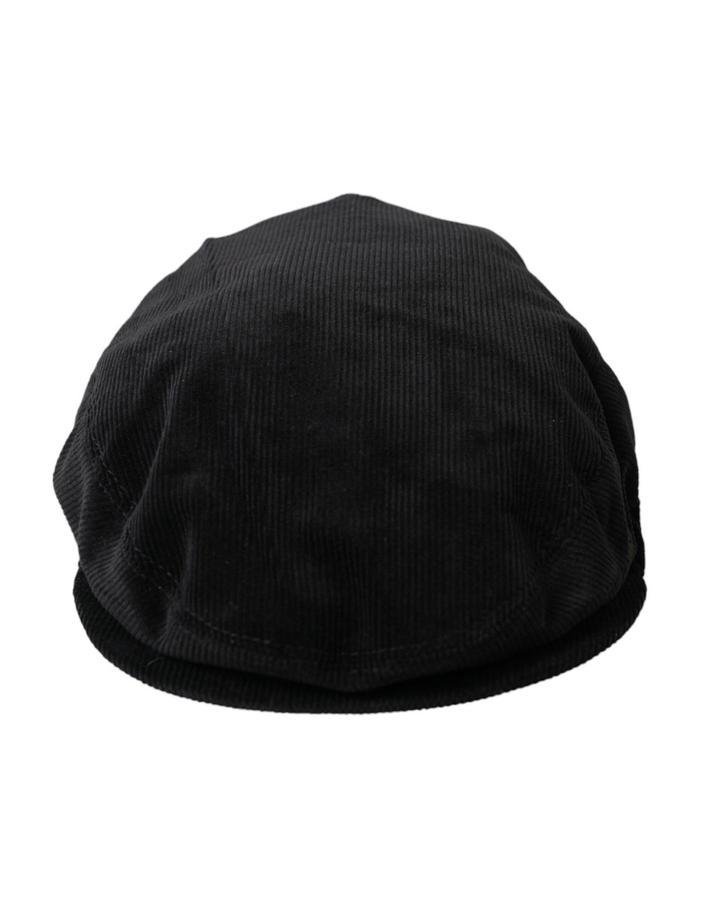 Dolce &amp; Gabbana Black Corduroy Crown Newsboy Hat Mænd