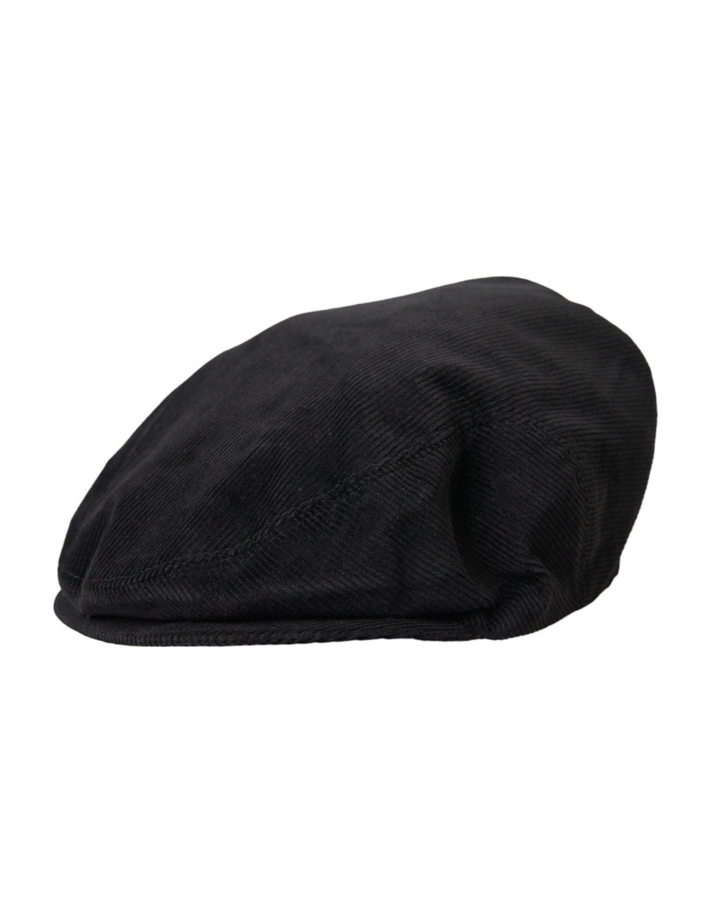 Dolce &amp; Gabbana Black Corduroy Crown Newsboy Hat Mænd