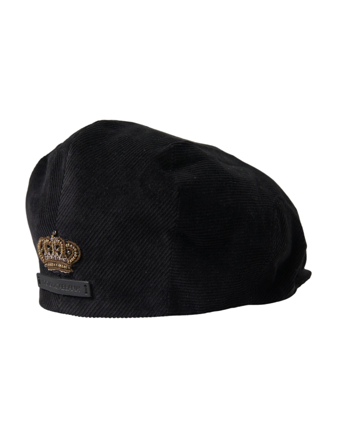 Dolce &amp; Gabbana Black Corduroy Crown Newsboy Hat Mænd