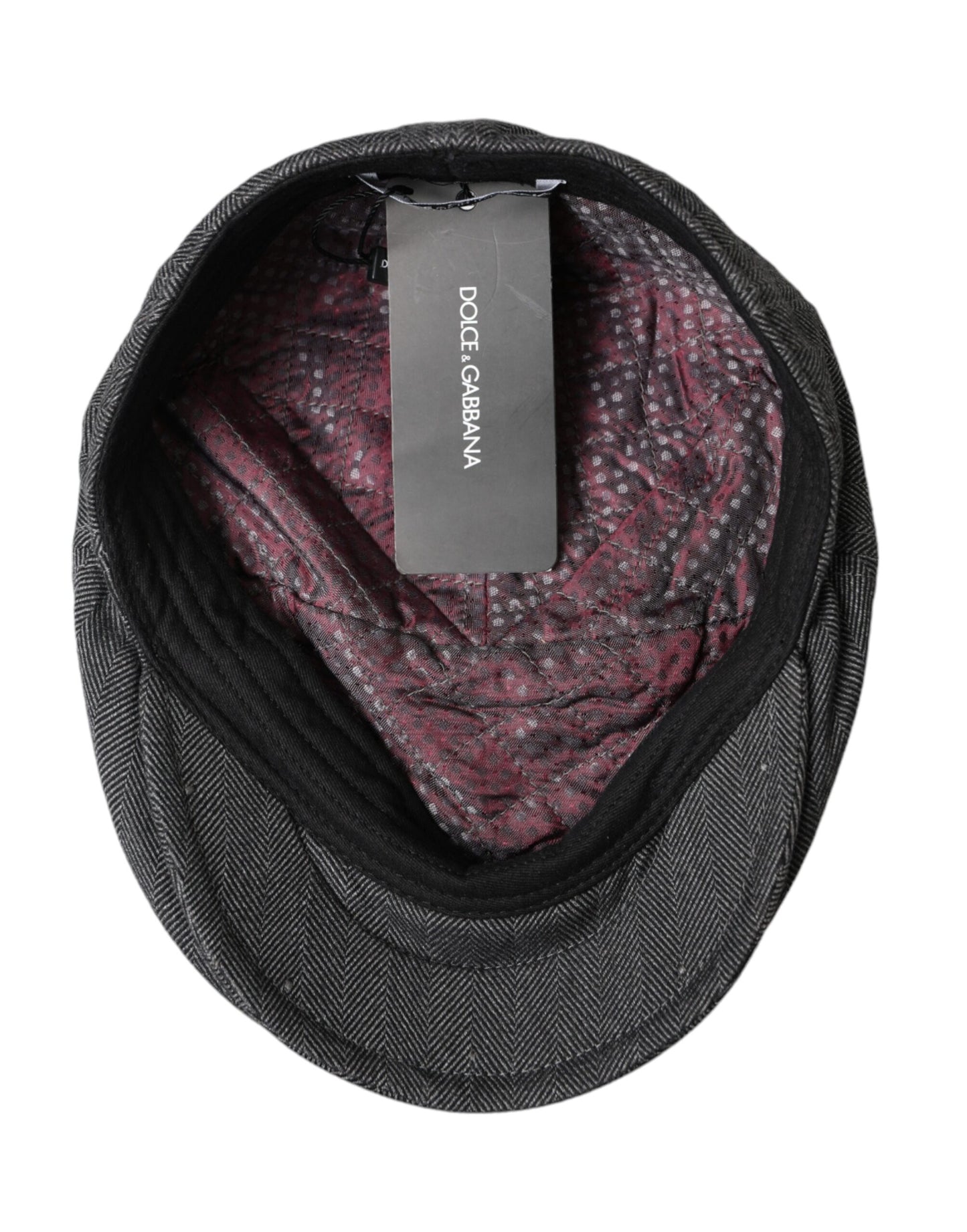 Dolce &amp; Gabbana Grey Herringbone Crown Newsboy Hat Mænd