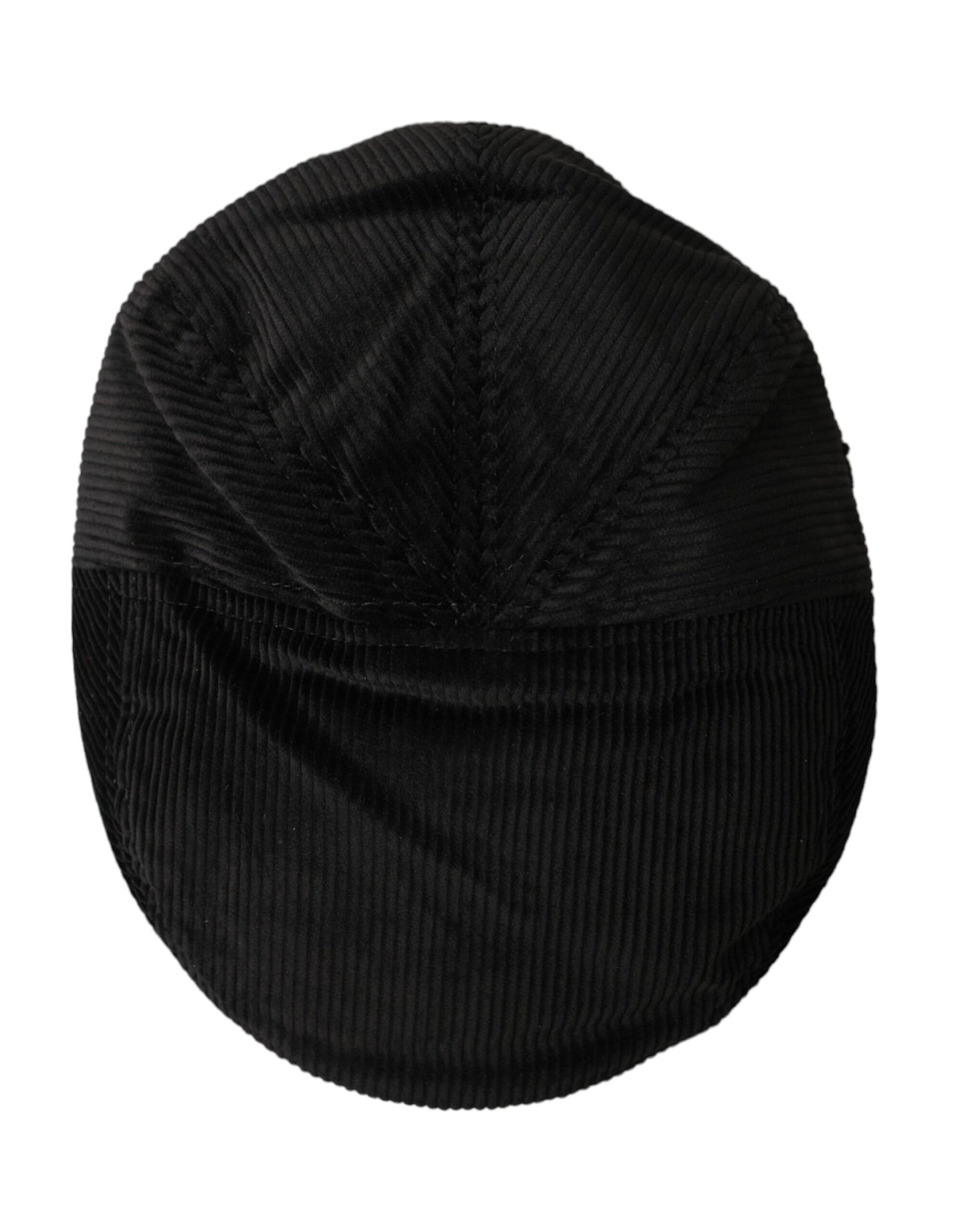 Dolce &amp; Gabbana Black Corduroy Crown Newsboy Hat Mænd