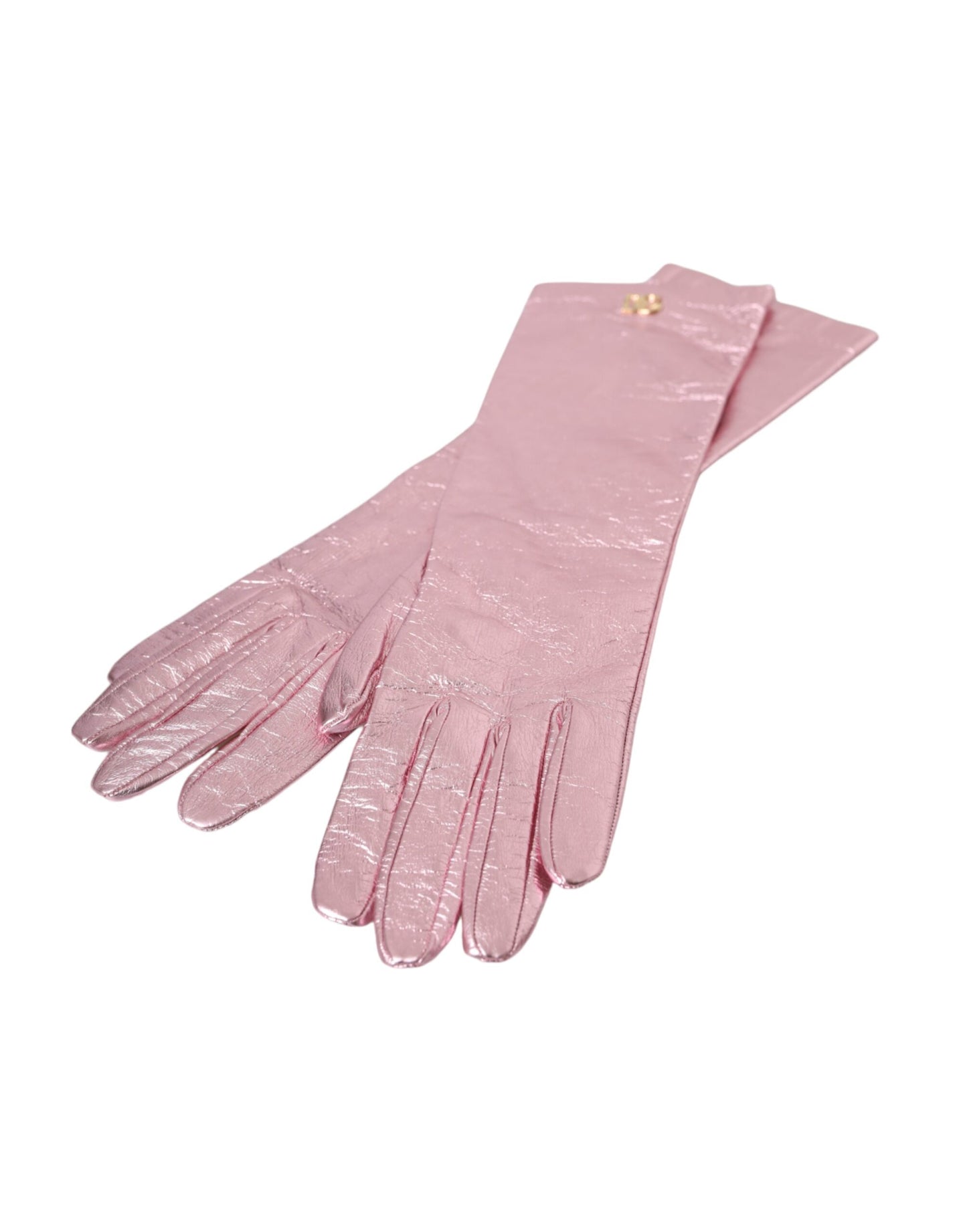 Dolce &amp; Gabbana Pink Laminated Logo Mid Arm Længde Handsker