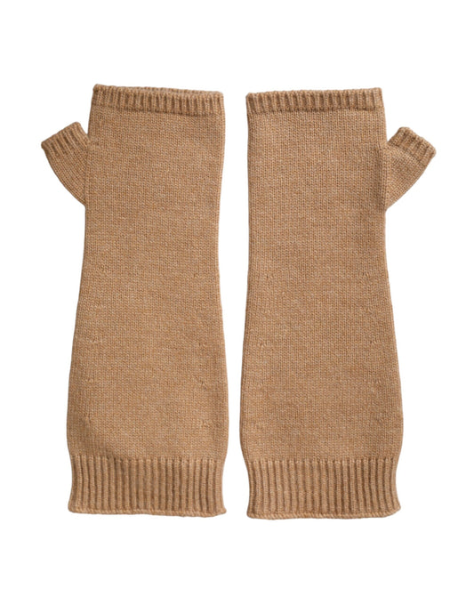 Dolce &amp; Gabbana Brown Cashmere Strikkede Finger Less Handsker