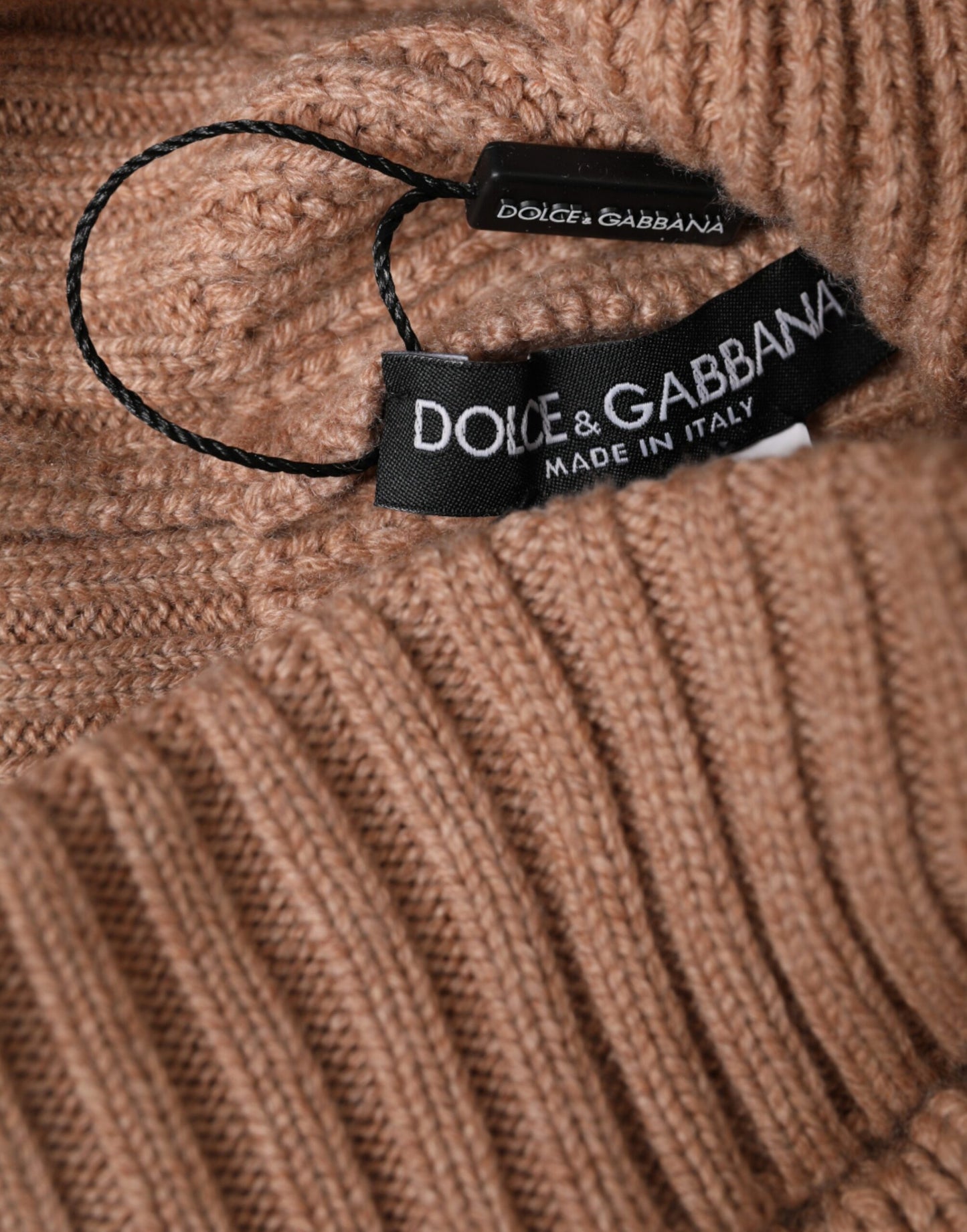 Dolce &amp; Gabbana Brown Solid Knitted Fur Ball Vinter Beanie Hat