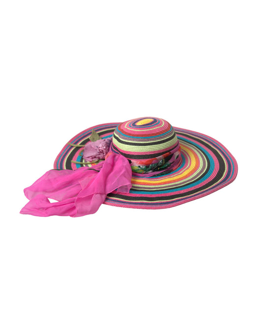 Dolce &amp; Gabbana Multicolor Fantasy Floppy Hat med bred skygge